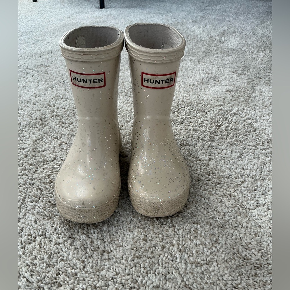 Hunter Kids Beige Glitter Rain Boots